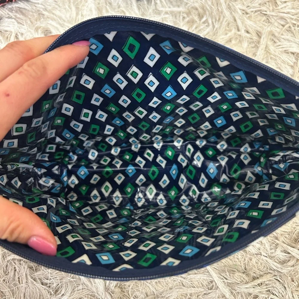 Vera Bradley Vinyl-Lined Makeup Toiletry Bag in Mediterranean Blue RETIRED